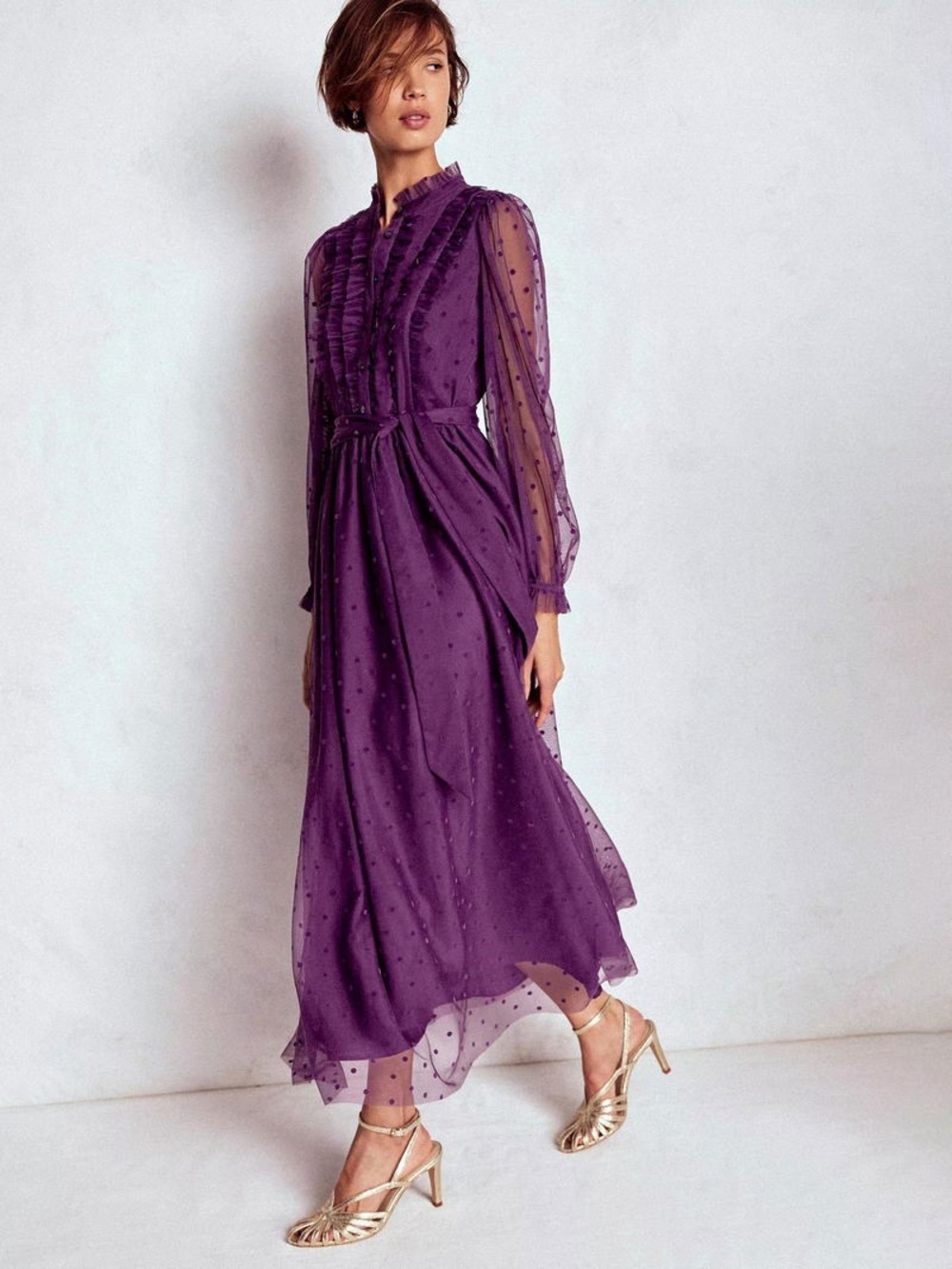 Boden Tulle Ruffle Maxi Dress, Viola Purple- NWT Sz 6R